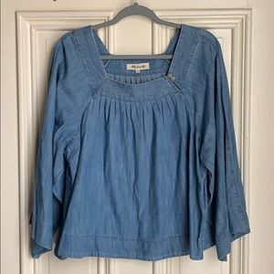 Madewell denim square neck top NWOT